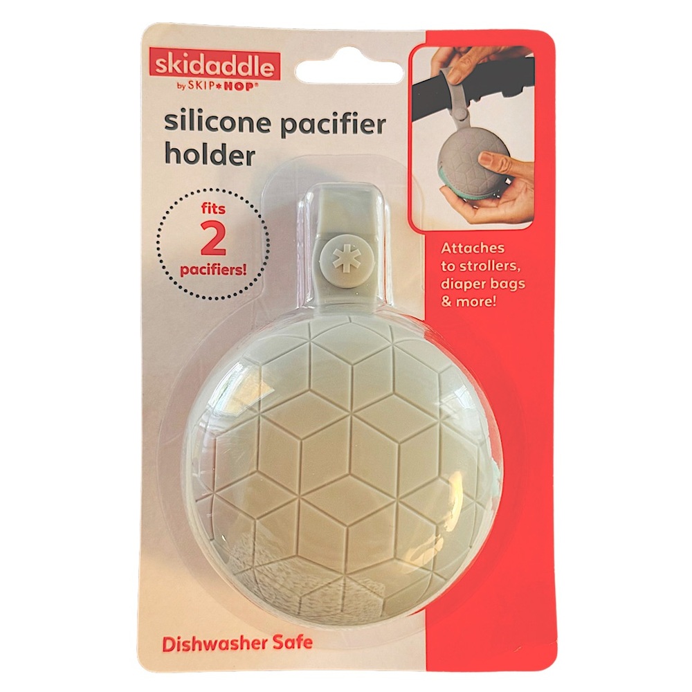 🆕 Skidaddle by Skip Hop Silicone Pacifier Holder - Grey, dishwasher safe